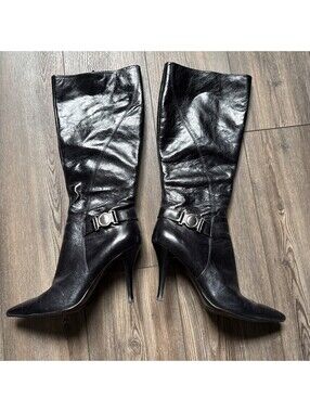 Bandolino Women’s Knee High Boots Size 9.5 Black Heeled Boots Buckle Zip VGUC